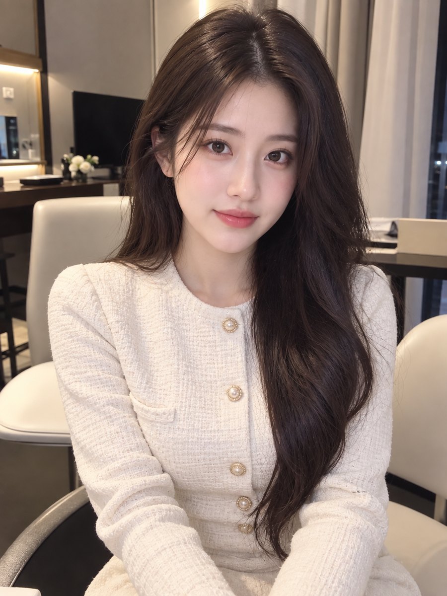 Host AI đang giới thiệu áo khoác tweed trên livestream